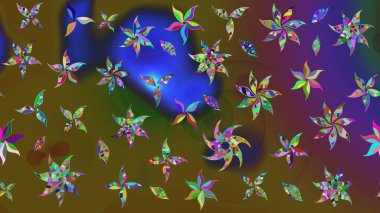 Raster Şirin kumaş deseni. Düz Çiçek Elementleri Tasarımı. Renkli Bahar Teması eskiz kalıbı. Eskiz klasiği.