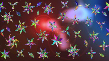 Nazikçe, güzel çiçek arkaplanı. Çiçekli karalama şeklinde Raster çiçek deseni. Kahverengi ve mor renkte çiçekler.