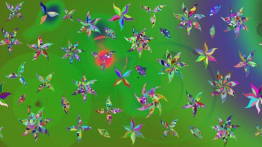 Düz Çiçek Elementleri Tasarımı. Renkli çiçekler. Renkli Yaz Temalı eskiz kalıbı. Raster illüstrasyonunda çiçek deseni çizimi.