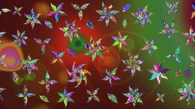 Suluboya tarzında renkler üzerine çiçekler. Raster illüstrasyonunda çiçek deseni çizimi.