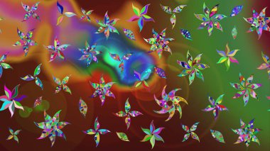 Raster illüstrasyonu. Renkli papatya deseni. Renklerde.