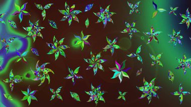 Renkli çiçekler. Raster illüstrasyonu. El çizimi çiçekli soyut çizim deseni.