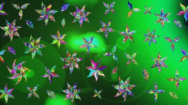 Raster illüstrasyonu. Renklere karalamalar çizilmiş çiçek deseni.