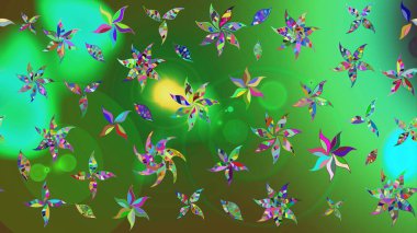 Renkli Bahar Teması eskiz kalıbı. Raster Modaya uygun kumaş deseni. Düz Çiçek Elementleri Tasarımı. Renkli şirin çiçek deseni.