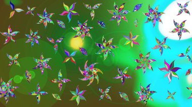 Şirin çiçek elementleri. Renkli çiçekler. Raster illüstrasyonu. Çizim.