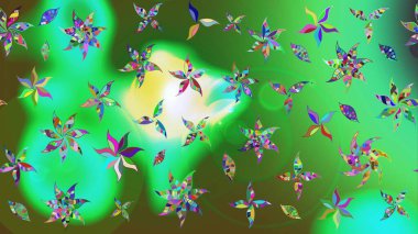 Çiçek buketleriyle klasik bir eskiz şekli. Raster illüstrasyonu. Renklerde.