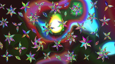 Renkli çiçekler. Raster illüstrasyonunda çiçek deseni çizimi.