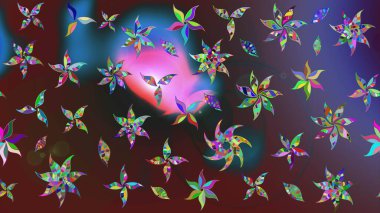 Renkli tekstil tarzında. Suluboya çiçekli çiçek deseni. Raster illüstrasyonu.