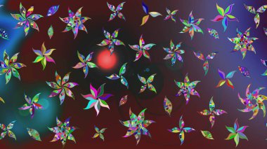 Sevimli çiçek raster deseni. Düz Çiçek Elementleri Tasarımı. Renkli çiçekler. Renkli Bahar Teması çizim şablonu.