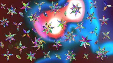 Çiçek desenli eskiz. Gömlek baskısı için çiçek boyası. Renkli çiçekler.