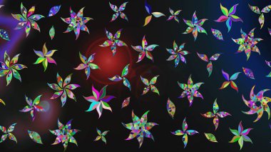 Elle boyanmış suluboya resim çizimleri, çiçekler ve bitkiler. Renkli çiçekler.