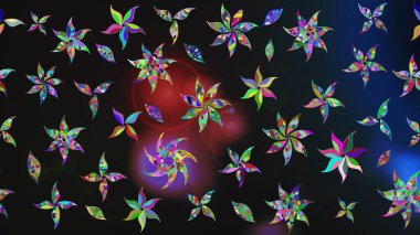 Raster illüstrasyonundaki çiçek desenli çizim. Suluboya tarzında renkler üzerine çiçekler.