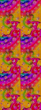 Raster düz çiçek çizim deseni. Hediye ambalaj kağıdı, tebrik kartları, posterler ve pankart tasarımı. Sarı ve kırmızı renkte çiçekler.