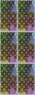 Raster Çiçek İllüstrasyonu 'nun şirin tekstili. Gri ve kahverengi renkte etnik çiçeklerle kusursuz bir desen..