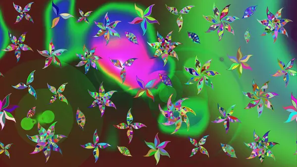 Modern çiçek arkaplanı. Parlak renkli çiçekleri ve yeşil ve kahverengi renkte yaprakları olan harika bir çiçek deseni. Halk tarzı. Moda baskıları için zarif bir şablon.