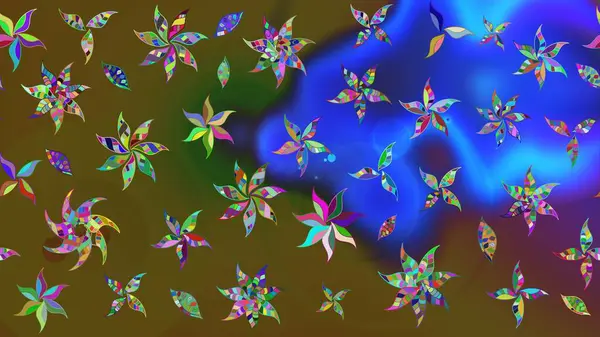 Düz Çiçek Elementleri Tasarımı. Renkli Bahar Teması eskiz kalıbı. Parlak arkaplan eskiz desenli çiçekli fantezi tasarımı.