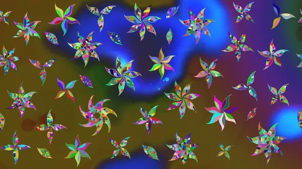 Renkli etnik çiçeklerle süslenmiş zarif bir eskiz şekli. Raster Çiçek İllüstrasyon Şirin Tekstil.