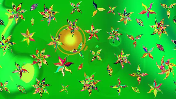 Raster deseni. Çiçek kolajı. Çiçek arkaplan. Çiçek kompozisyonu. Doğa. Küçük çiçekte güzel bir desen var. - yeşil ve sarı çiçekler.