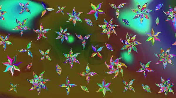 Elle boyanmış suluboya resim çizimleri, çiçekler ve bitkiler. Yeşil ve kahverengi renkte çiçekler.