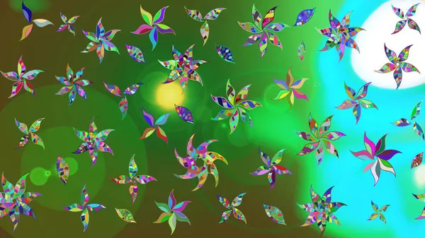 Şirin çiçek elementleri. Renkli çiçekler. Raster illüstrasyonu. Çizim.