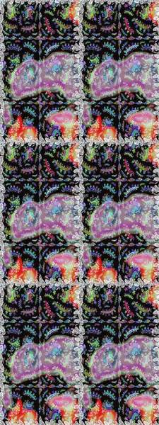 Raster Çiçek İllüstrasyonu güzel tekstil. Siyah ve nötr renklerde etnik çiçeklerle kusursuz bir desen..