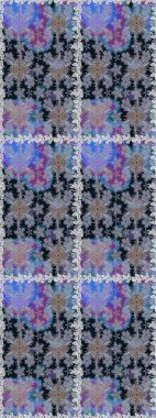 Suluboya çizimi. El çizimi. Gri ve mavi renkte çiçekler. Çiçeklerle kusursuz desen.