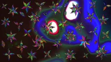 Zentangle soyut çiçekleri. Düz Çiçek Elementleri Tasarımı. Güzel kumaş deseni. Renkli Bahar Teması eskiz kalıbı. Raster illüstrasyonu. Çiçek tozu..