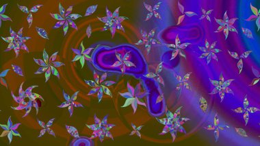 Çiçekli eskiz çizimi. Kahverengi ve mor renkli çiçekler. Düz Çiçek Elementleri Tasarımı. Renkli Yaz Teması çizim şablonu.