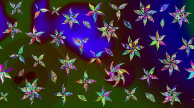 Kahverengi ve yeşil kıvırcık çiçekler kahverengi ve yeşil renklerde şekillenir. Klasik çiçek tasarımı elementleri. Raster illüstrasyonu.