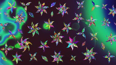 Güzel kumaş deseni. Çiçek desenli çizim. Asya tekstil tarzında. Renkli Bahar Teması eskiz kalıbı. Raster illüstrasyonu. Düz Çiçek Elementleri Tasarımı.