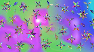 El çizimi. Raster illüstrasyonu. Çiçekler, dallar, bitkiler ve çiçekler. Güzel kumaş deseni.