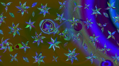 Modern stil dokusu. Çiçek desenli raster, kahverengi ve mavi çizgi grafik deseni soyut raster arkaplan.