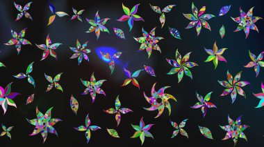 Renkli Yaz Temalı eskiz kalıbı. Gri ve mavi renkte çiçekler. Düz Çiçek Elementleri Tasarımı. Raster illüstrasyonunda çiçek deseni çizimi.