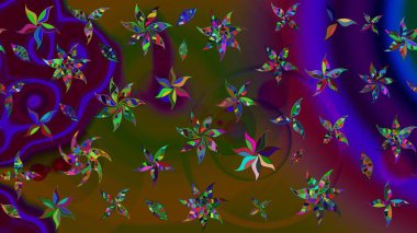 Renkli Bahar Teması eskiz kalıbı. Kahverengi ve yeşil renklerde zarif çiçekli suluboya. Düz Çiçek Elementleri Tasarımı. Raster illüstrasyonu.