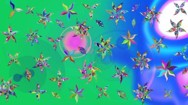 Raster güzel kumaş deseni çiziyor. Renkli Bahar Teması eskiz kalıbı. Düz Çiçek Elementleri Tasarımı. Çiçek deseni.