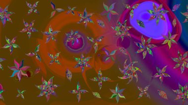 Güzel kumaş deseni. Renkli Bahar Teması eskiz kalıbı. Raster illüstrasyonu. Zentangle soyut çiçekleri. Karalama çiçeği. Düz Çiçek Elementleri Tasarımı.