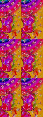 Çiçek arkaplan. - sarı ve kırmızı çiçekler. Çiçek kolajı. Küçük çiçekte güzel bir desen var. Raster deseni. Çiçek kompozisyonu. Doğa.