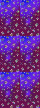 Raster illüstrasyonu. Mor ve menekşe renkleri üzerine karalamalar çizilmiş çiçek deseni.