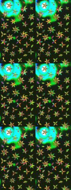 Çiçekli ipek eşarp. El çizimi çiçek unsurları olan soyut çizim raster deseni. Gri ve yeşil, gri ve yeşile. Retro tekstil tasarım koleksiyonu. 1950 'ler-1960' lar motifleri.