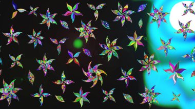 Çizim çiçek deseni duvar kağıdı, web sitesi arka planı, ambalaj kağıdı, davetiye, broşür, afiş veya web sitesi için kullanılabilir. Parlak elementlerin. El çizimi Raster illüstrasyonu.