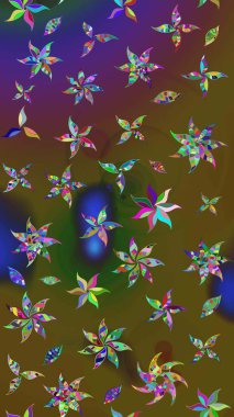 Raster illüstrasyonu. Çizim çiçek deseni duvar kâğıdı olarak kullanılabilir. Renkli çiçekler.