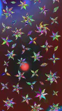 Düz Çiçek Elementleri Tasarımı. Renkli çiçekler. Raster illüstrasyonundaki çiçek desenli çizim. Renkli Bahar Teması çizim şablonu.