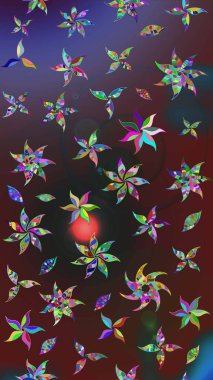 Renkli Bahar Teması eskiz kalıbı. Eskiz klasiği. Düz Çiçek Elementleri Tasarımı. Raster Şirin kumaş deseni.