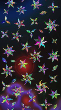 Raster illüstrasyonu. Çiçekli karalama şeklinde Raster çiçek deseni. Nazikçe, yaz çiçekleri renkler üzerinde.