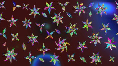 Kahverengi ve mor renkli etnik çiçeklerle süslenmiş zarif bir eskiz şekli. Asya Tekstil 'inde Raster Çiçek İllüstrasyonu.