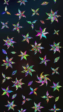 Raster deseni. Gri ve mavi renklerde bahar çiçekleri. Raster illüstrasyonu. Patlayan çiçekler soyut yerleştirilmiş.