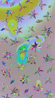 Raster illüstrasyonundaki çiçek desenli çizim. Tarafsız ve gri renkte çiçekler.