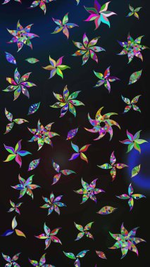 Hediye ambalaj kağıdı, tebrik kartları, posterler ve pankart tasarımı. Raster düz çiçek çizim deseni. Gri ve mavi renkte çiçekler.