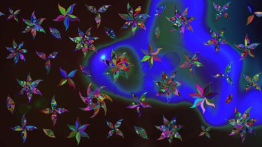 Raster illüstrasyonu. Eski usul. Raster. Kumaş, tekstil, duvar kağıdı baskısı için. Eskiz geçmişi. Tomurcukları çiçekli sevimli çiçek deseni..