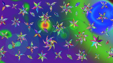 Sevimli küçük çiçek desenle. Raster resim. Çiçek desenli çiçek ve yaprakları ile.